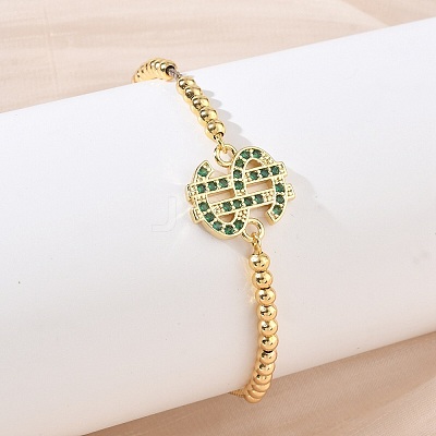 Brass Micro Pave Cubic Zirconia Slider Bracelets KK-H279-14G-01-1