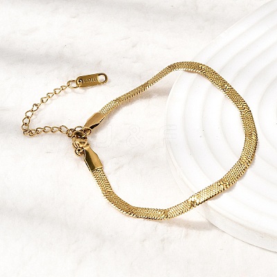 304 Stainless Steel Snake Chains Bracelets for Women BJEW-P395-02G-03-1
