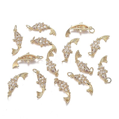 Brass Micro Clear Cubic Zirconia Pendants X-ZIRC-F120-044G-1