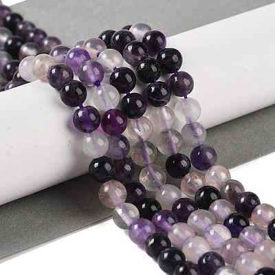 Natural Purple Fluorite Beads Strands G-P530-B08-02-1