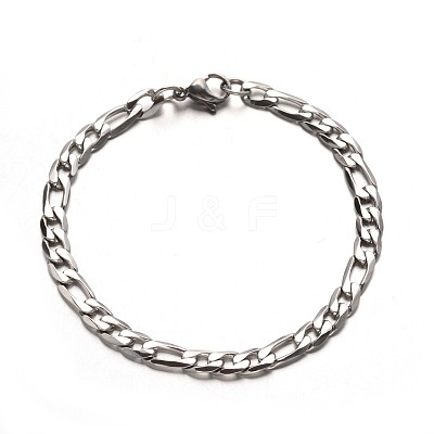 Tarnish Resistant Trendy 304 Stainless Steel Figaro Chain Bracelets BJEW-L510-11-1