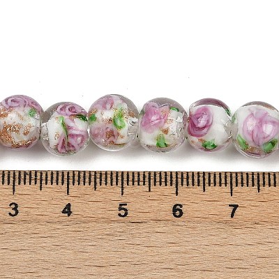 Handmade Glod Sand Lampwork Beads Strands LAMP-B028-03J-10mm-1