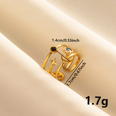 304 Stainless Steel Enamel Cuff Ring HA8093-3-1