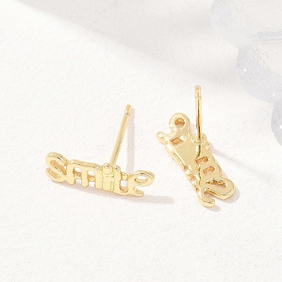 Brass Stud Earrings EJEW-P346-02-G-1
