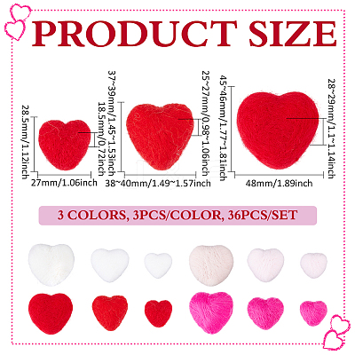 36Pcs 12 Styles Handmade Wool Felt Ornament DIY-MA0007-05-1