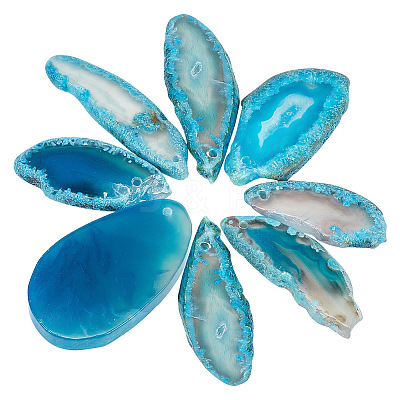 8Pcs Natural Agate Dyed Big Pendants G-BC0001-46B-1