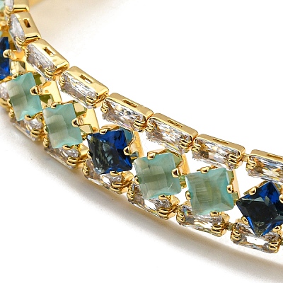 Rack Plating Brass Rhombus Link Bracelet BJEW-Q771-08G-1
