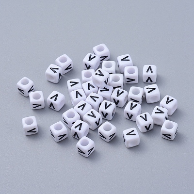 Acrylic Horizontal Hole Letter Beads PL37C9308-V-1