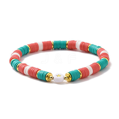 4Pcs 4 Style Polymer Clay Heishi Surfer Stretch Bracelets Set X1-BJEW-TA00261-1