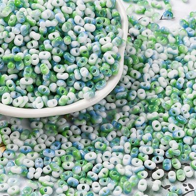 Two Tone Baking Paint Glass Seed Beads SEED-C003-01B-1