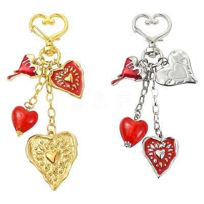 Glass & 304 Stainless Steel & Alloy Enamel Pendant Decorations HJEW-YW00450-01-1