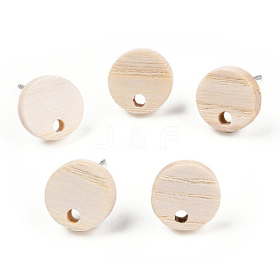 Ash Wood Stud Earring Findings EJEW-TAC0021-09-1