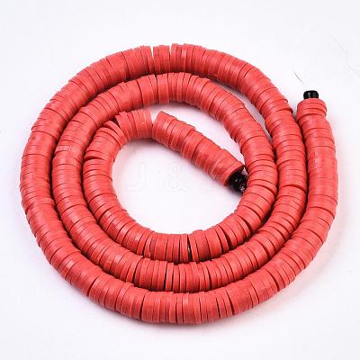 Flat Round Handmade Polymer Clay Beads CLAY-R067-6.0mm-30-1