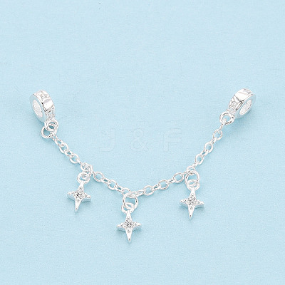 925 Sterling Silver Micro Pave Clear Cubic Zirconia Chain Extenders STER-N016-54S-1