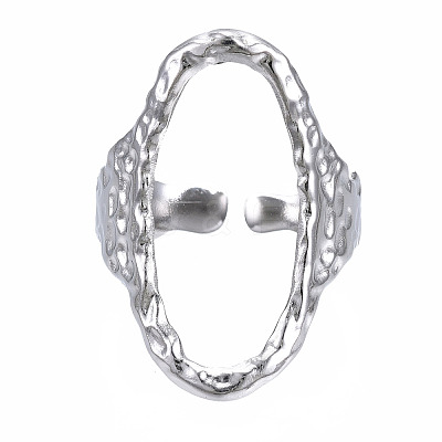 Non-Tarnish 304 Stainless Steel Oval Open Cuff Ring X-RJEW-T023-91P-1