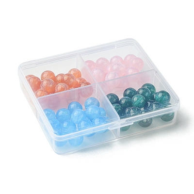 64Pcs 4 Colors Round Imitation Cat Eye Resin Beads RESI-FS0001-66C-1