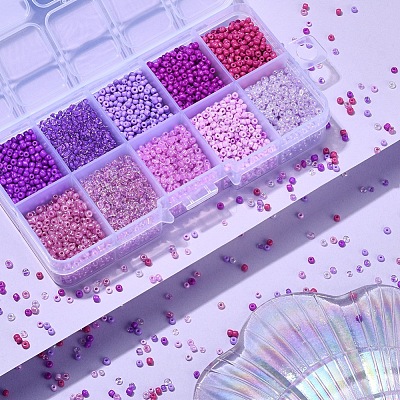 8500Pcs 10 Style Glass Seed Beads SEED-YW0001-80E-1