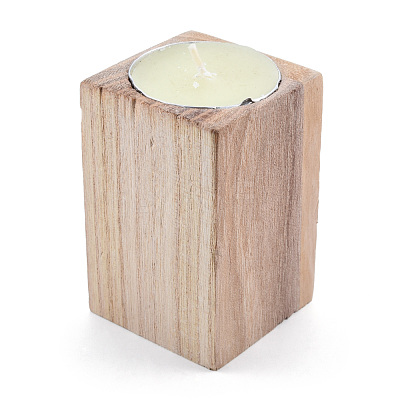 Natural Wood Candle Holder AJEW-T002-01-1