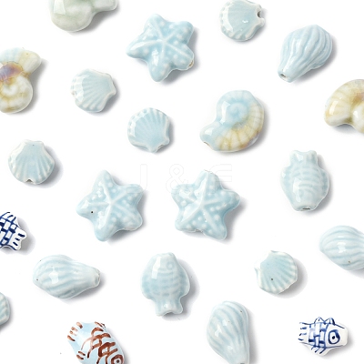 Glazed Porcelain Beads Strands PORC-FS0001-13-1