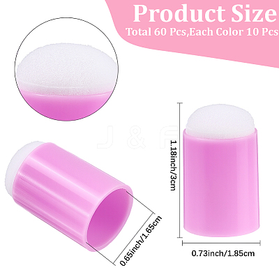 60Pcs 6 Colors Plastic Finger Sponge Daubers for Painting AJEW-CP0011-11-1