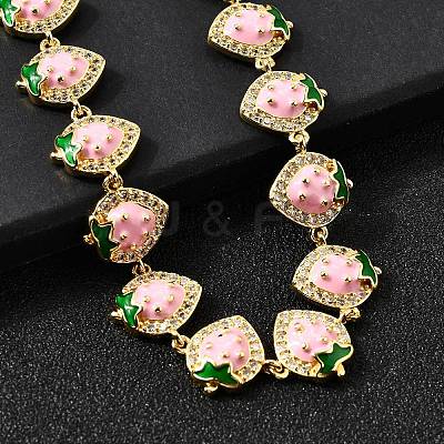 Brass Micro Pave Cubic Zirconia Link Bracelets BJEW-K278-02G-01-1