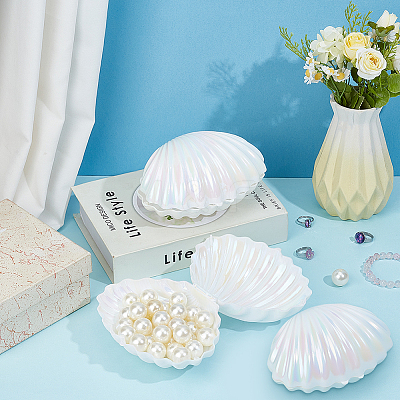 Pearlized Plastic Shell Shaped Jewelry Storage Boxes AJEW-WH0695-138B-02-1