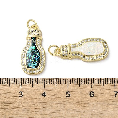 Brass Micro Pave Clear Cubic Zirconia Pendants KK-C045-22G-1