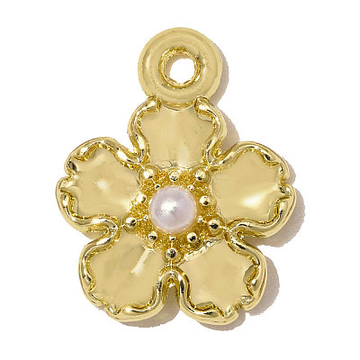 Zinc Alloy with ABS Plastic Imitation Pearl Charms AL-OY001-34G-1