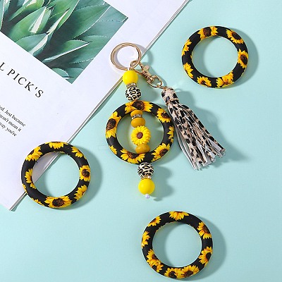 5Pcs Ring Food Grade Eco-Friendly Silicone Focal Beads JX893N-1