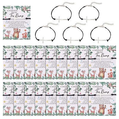 24Pcs Alloy Cross Link Bracelets BJEW-FG0001-06-1