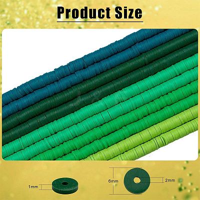 10 Strands 5 Colors Flat Round Handmade Polymer Clay Beads CLAY-SZ0002-02B-1