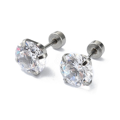 304 Stainless Steel Crystal Rhinestone Ear False Plugs STAS-C089-04E-P-1