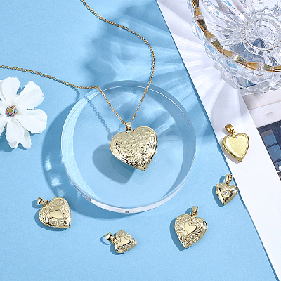 12Pcs 6 Styles Brass Locket Pendants KK-ME0004-25-1