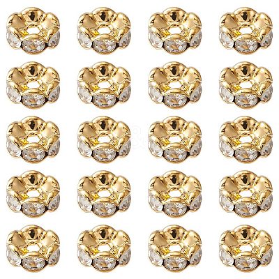 Brass Rhinestone Spacer Beads RB-YW0001-05D-01G-1