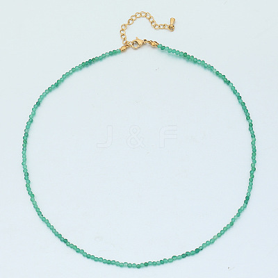 Natural Green Aventurine Faceted Round Beaded Necklaces GJ4349-7-1
