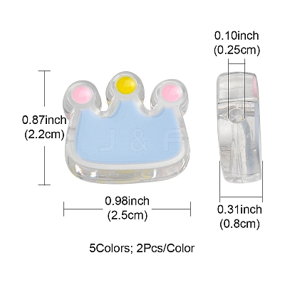 10Pcs 5 Colors Transparent Acrylic Beads ACRC-YW0001-01-1
