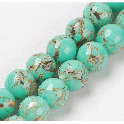 Sea Shell and Synthetic Turquoise Assembled Beads Strands G-G758-07-6mm-1