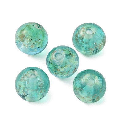 Handmade Gold Sand Lampwork Beads LAMP-WH0001-10H-1