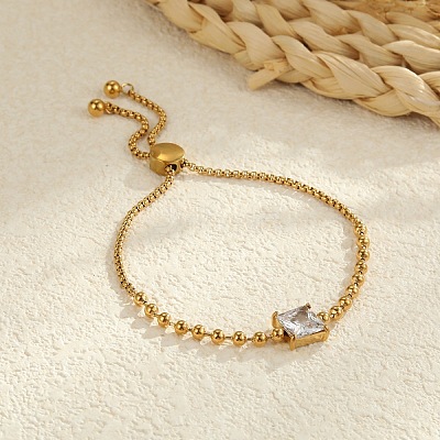 Adjustable 304 Stainless Steel Box Chain & Ball Chain Slider Bracelets WGFC0C2-06-1