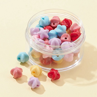 50Pcs 6 Colors Opaque Acrylic Beads MACR-FS0001-58-1