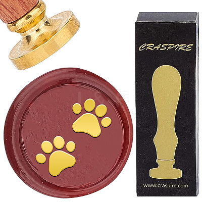 Brass Wax Seal Stamp with Wood Handle AJEW-WH0412-0342-1