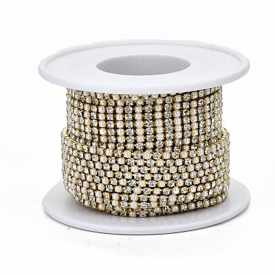 Brass Rhinestone Strass Chains CHC-T011-SS6.5-01G-1