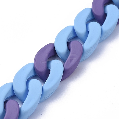 Handmade Opaque Spray Painted Acrylic Curb Chains AJEW-JB00616-01-1