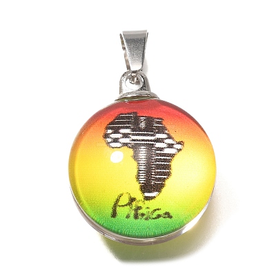 Flat Round 201 Stainless Steel Acrylic Pendants STAS-U036-01P-11-1