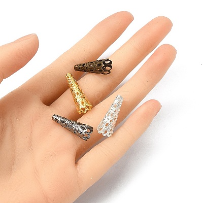 100Pcs 4 Colors Iron Filigree Bead Cones IFIN-YW0003-17-1