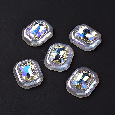 Rainbow Iridescent Plating Acrylic Cabochons OACR-E011-07-1