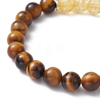 Natural & Synthetic Mixed Gemstone & Pearl Beaded Stretch Bracelets BJEW-JB09726-1