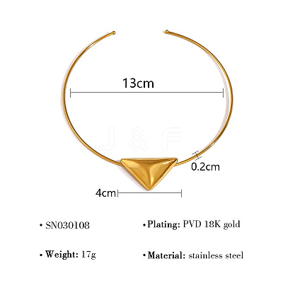 304 Stainless Steel Triangle Cuff Choker Necklaces for Women FS-WG174AB-01-1