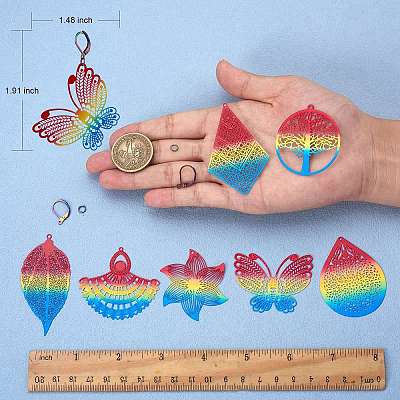 DIY Filigree Dangle Earring Making Kit DIY-SZ0008-57-1