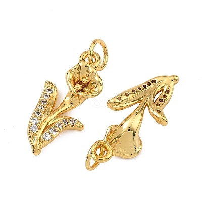 Brass Micro Pave Clear Cubic Zirconia Pendants KK-F941-35B-G-1